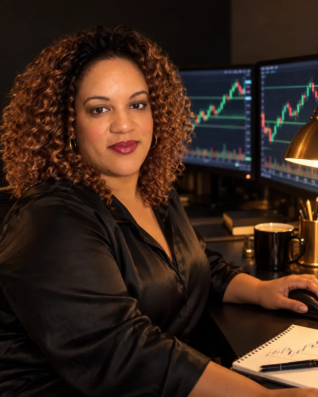 KG at her trading desk